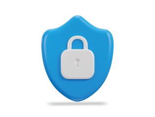 shield with padlock security icon 3d rendering vector illustration