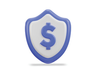 3d protect shield with dollar sign finance security vector icon illustration
