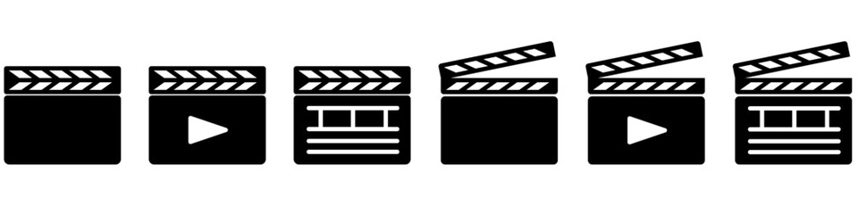 Set of film Klappe icons. Vector illustration - obrazy, fototapety, plakaty