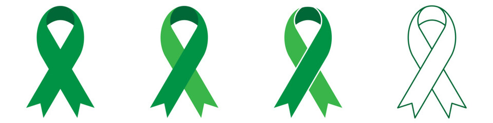 Green ribbon. Breast cancer awareness ribbon. Women support green  ribbon.EPS 10