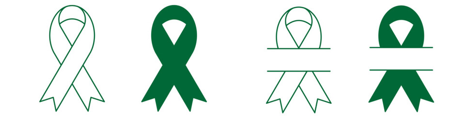 Green ribbon. Breast cancer awareness ribbon. Women support green  ribbon.EPS 10