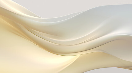 soft white silk floating in waves on a white background