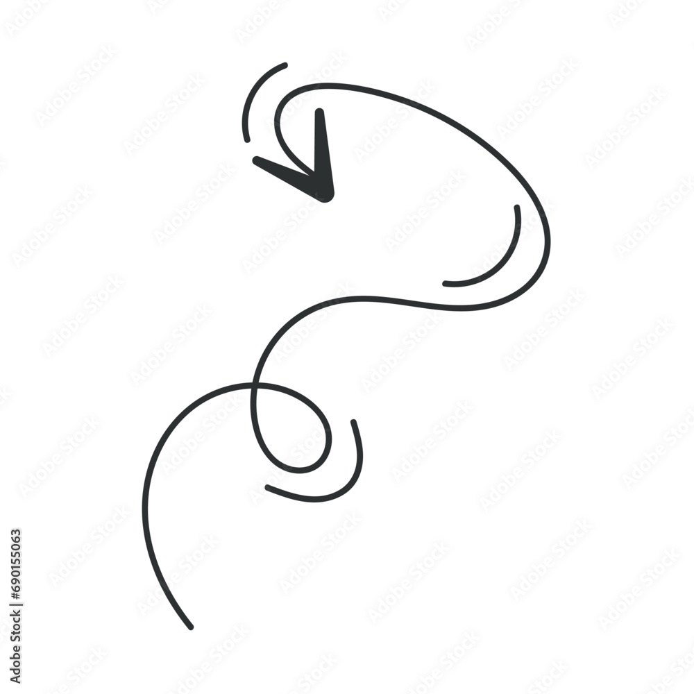 Poster arrow in hand sketched design. a visually captivating hand-drawn black arrow plays a central role in