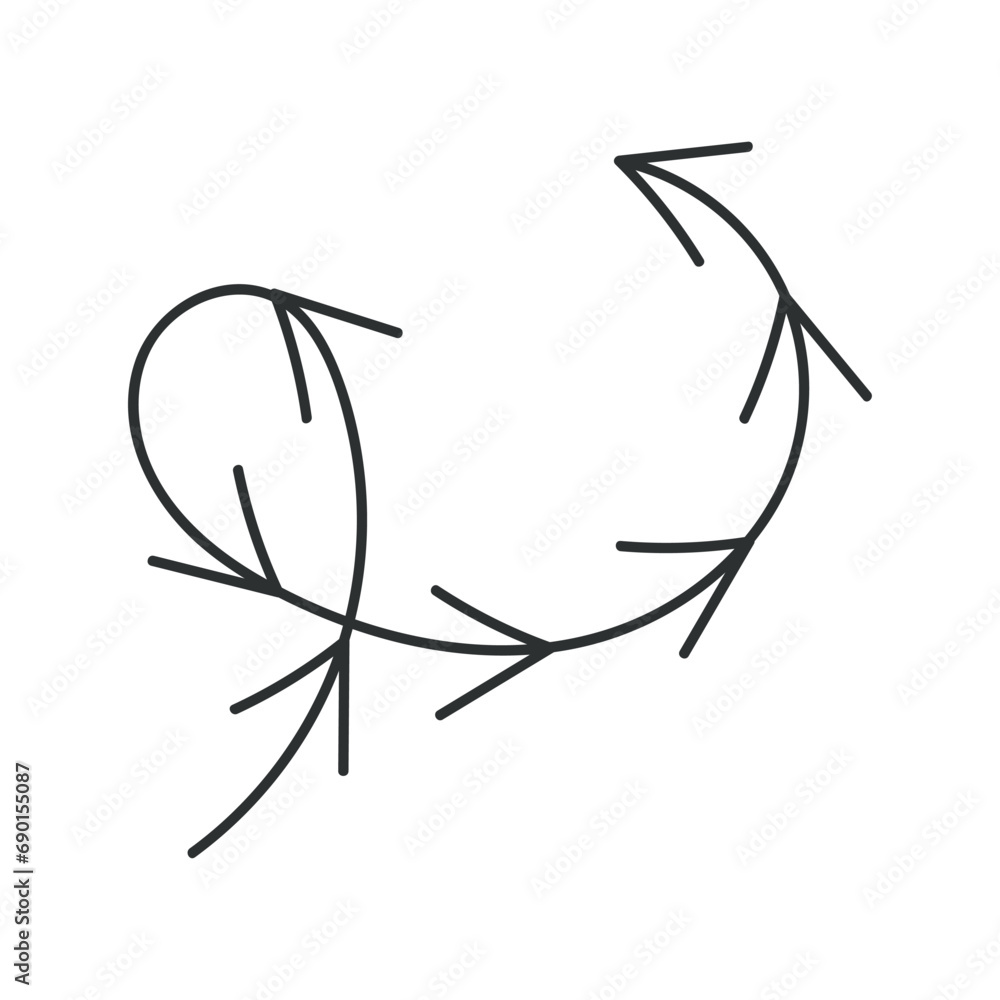 Aufkleber arrow in hand sketched design. this curve hand sketch design enriched by a black arrow, effectively 