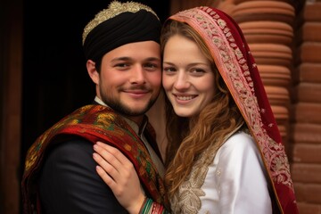 couple posing together after religious ceremony