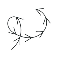 Arrow in hand sketched design. This curve hand sketch design enriched by a black arrow, effectively guiding the viewer's gaze along a predetermined path.