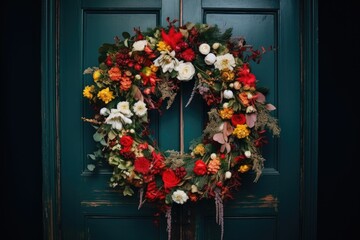 Fototapeta na wymiar traditional wreath hanging on a door