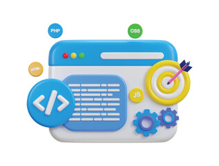 3d programming icon symbol of software and web development vector illustration