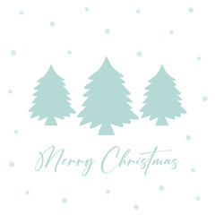 Obraz premium vector merry christmas with blue xmas tree on white background