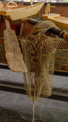 Red de pesca de Barco de mar pesquero decorativo en restaurante lujoso 