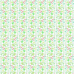 Decorative ornamental seamless leafs green spring pattern. Endless elegant texture with leaves. Tempate for design fabric, backgrounds, wrapping paper, package, covers