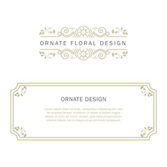 Elegant element for design template, place for text. Floral border.