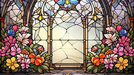 Valentine's celebration traditional background stained glass style