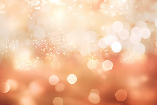 beautiful bokeh lights blurred background in color of the year 2024 peach fuzz