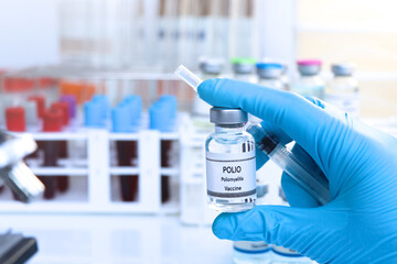 POLIO vaccine in a vial, immunization and treatment of infection