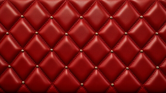 red diamond pattern embossed leather pattern with gold diamond detail, puffy foam leather for purse.