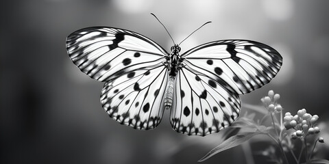 Fototapeta na wymiar black and white butterfly,Graceful Butterfly in Shades of Grey