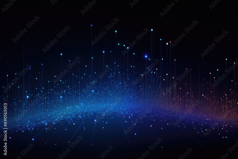 Poster abstract technology background with glowing lines and particles. vector illustration, abstract digit