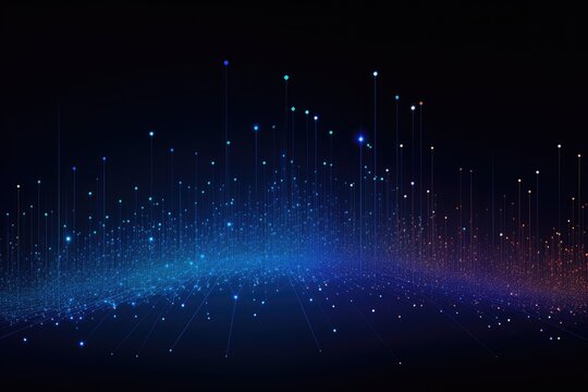 Abstract technology background with glowing lines and particles. Vector Illustration, Abstract digital dot line particle data background, AI Generated