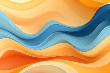3d abstract background with wavy lines in orange and blue colors, abstract paper cut wavy liquid background layout design, AI Generated