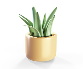 3d render of houseplant isolated on white background