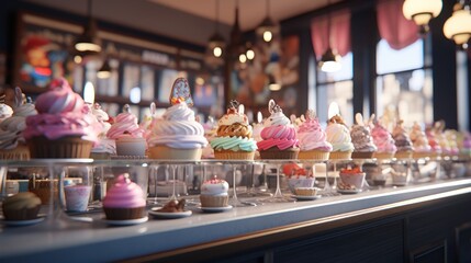 An ice cream shop with a variety of flavors and toppings.