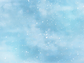 Holiday Winter background for Merry Christmas and Happy New Year. Winter blue sky with falling snow and snowflakes. Falling snow background. Vector