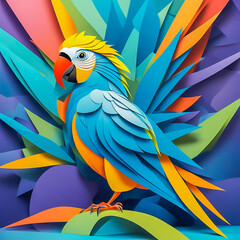 Obraz premium Parrot made of paper on the abstract background.