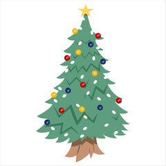 Flat Vector Christmas Tree Concept