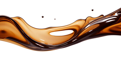 brown drink liquid wave splashes isolated on transparent background - obrazy, fototapety, plakaty