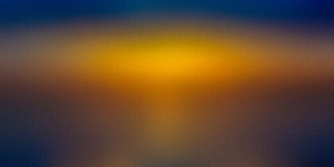 Yellow orange blue golden matte wide background. Blurred pattern with noise effect. Grainy website banner desktop template digital gradient. Atmosphere holidays Christmas New Year Valentine Halloween