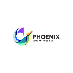 Vector Logo Illustration Phoenix Gradient Colorful Style