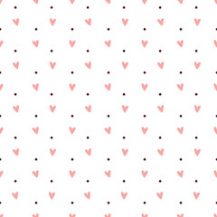Fototapeta na wymiar Polka Dot Heart Seamless Pattern