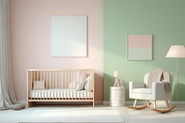 Bright and airy child's room featuring modern furniture, soft pastel colors, and a plush armchair