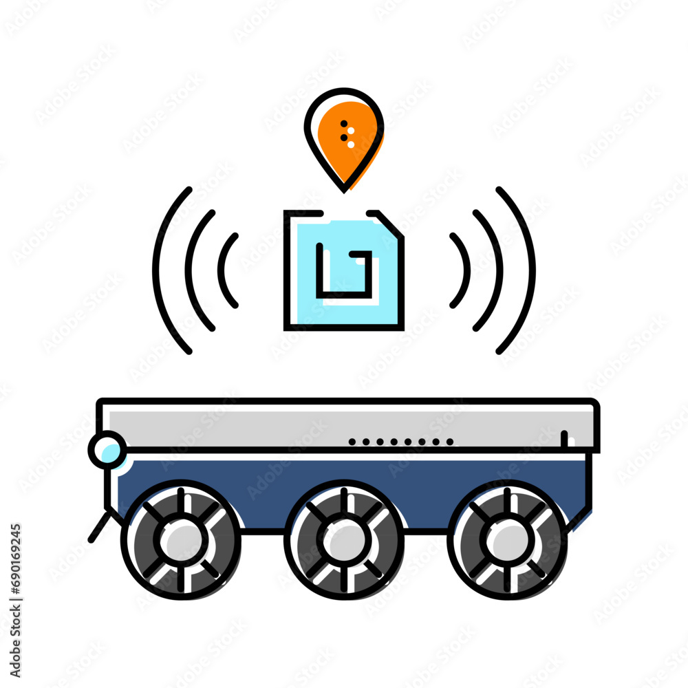 Poster rfid tracking autonomous delivery color icon vector. rfid tracking autonomous delivery sign. isolate