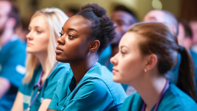 Engaged Medical Professionals at Healthcare Seminar, Continuing Education in Medicine