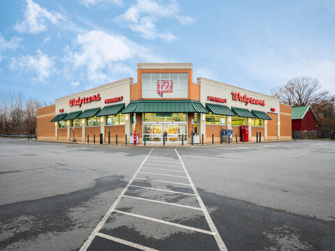 New Hartford, New York - Nov 23, 2023: Walgreen storefront, is a prominent American pharmacy chain that provides a wide range of health and wellness products with over 9200 locations across the USA.