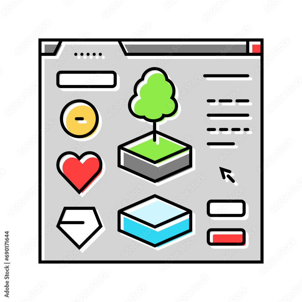 Poster assets game development color icon vector. assets game development sign. isolated symbol illustratio