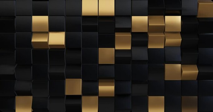 Abstract Gold Black luxury Glitter Cube spin animation geometric pattern background