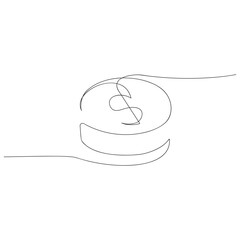 Coin continuous one line drawing art. dollar linear symbol. Vector