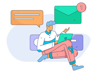 Business People Flat Vector Concept Operation Hand Drawn Illustration
