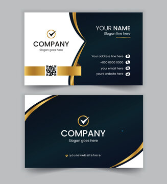 elegant double-sided business card templates with logotype elements. Black and gold colors. Vector illustration. Stationery design