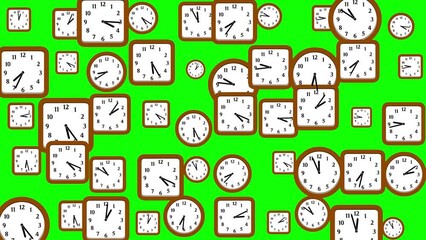 Running clocks with different time on green screen background - Powered by Adobe