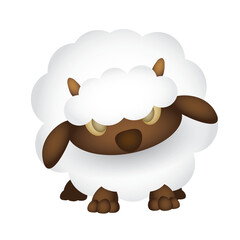 Angry baby sheep isolated