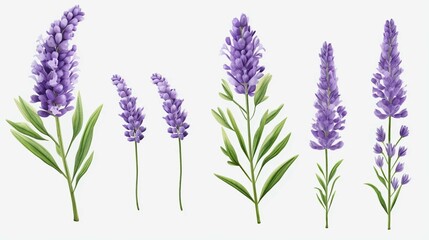 Fototapeta premium Set of lavender flowers with isolated on transparent background