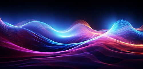 Organic waves of energy ripple through a vibrant digital landscape, pulsating with electric...