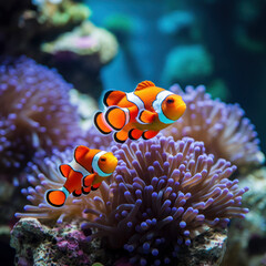 Fototapeta na wymiar clown fish in an aquarium.