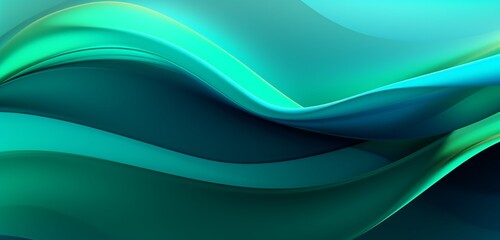 Turquoise gradients intertwining with radiant green arcs, crafting an otherworldly symphony of abstract geometrical marvels.
