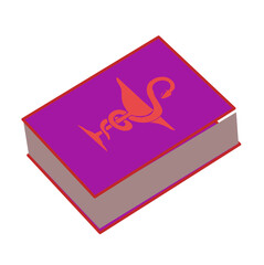 Isolated vector of a book with a pharmacy symbol, that has  purple