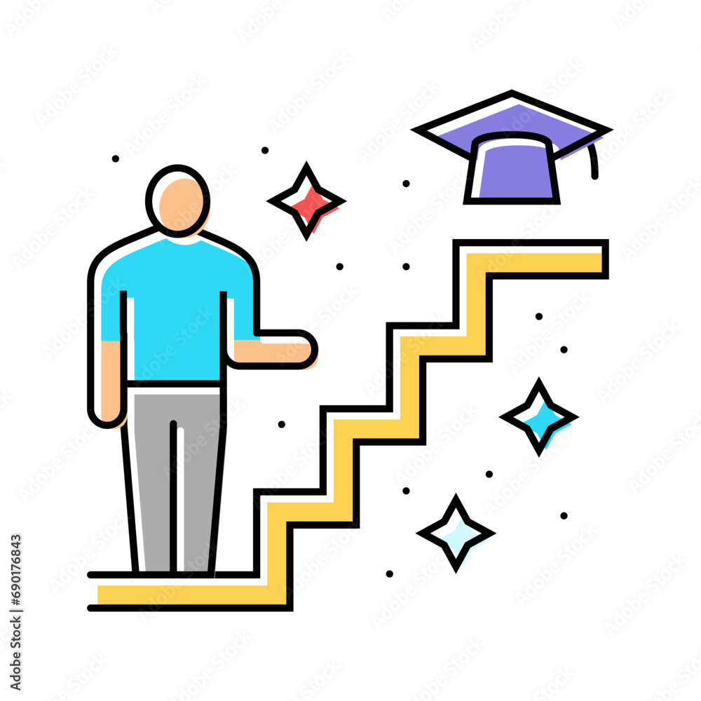 Aufkleber learning path online learning platform color icon vector. learning path online learning platform sig